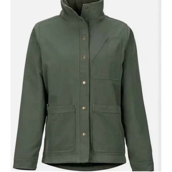 MARMOT I Jacket Crocodile Pioneer Wax Canvas Fleece XS Army Green - Picture 1 of 11